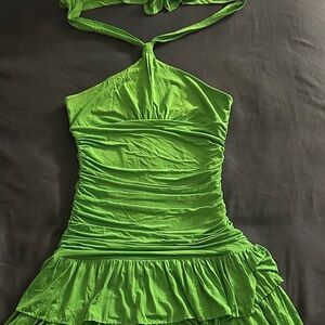 BCBGMaxAzria Green Halter Mini Dress